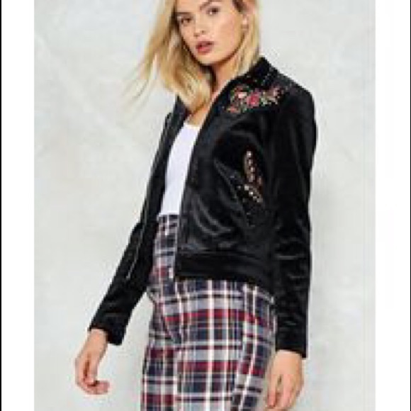 Velvet, embroidered, studded jacket - Picture 2 of 7